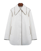 Color-Block Alpaca Jacket with Pointed Collar Suitpure
