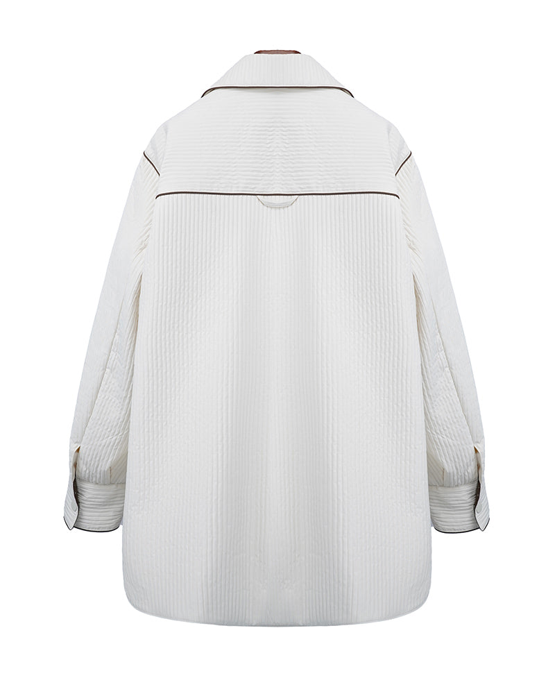 Color-Block Alpaca Jacket with Pointed Collar