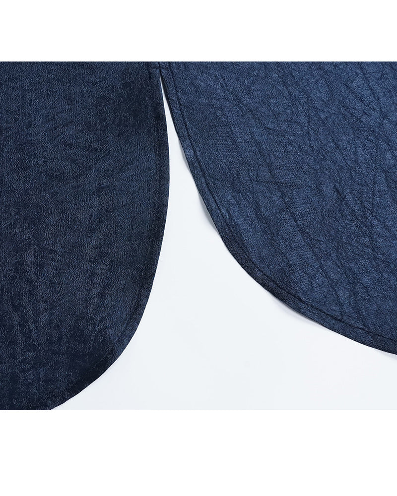 Pleated Cooling Blouse in Deep Sea Blue Suitpure