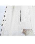 Color-Block Alpaca Jacket with Pointed Collar Suitpure
