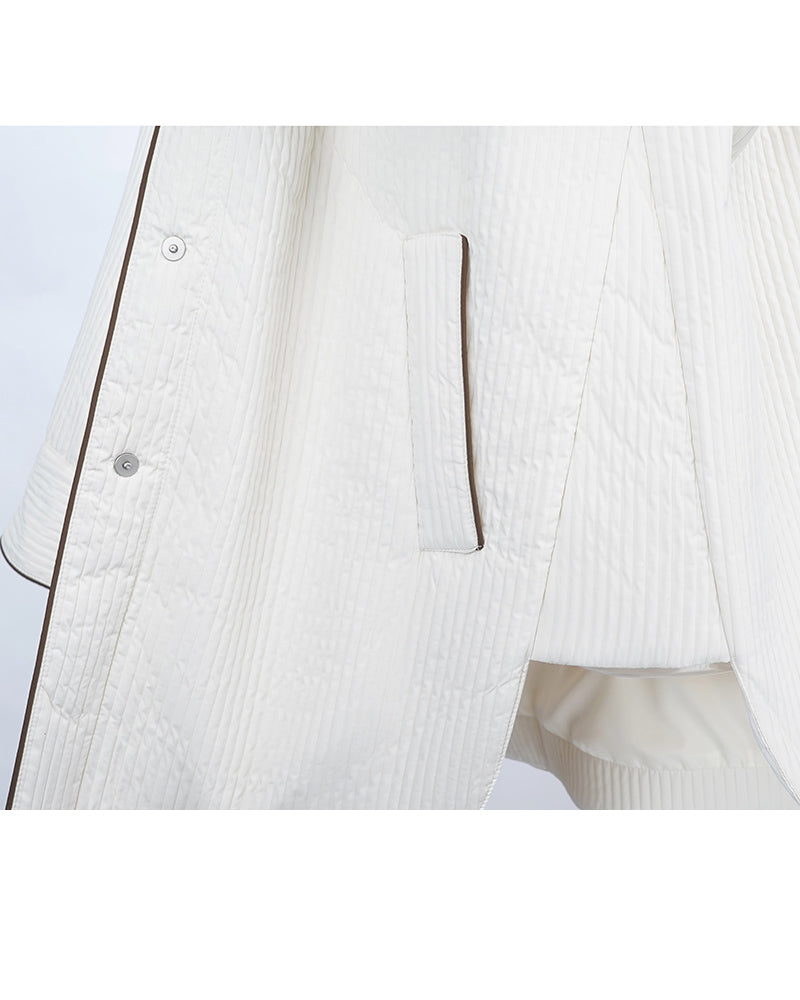 Color-Block Alpaca Jacket with Pointed Collar Suitpure