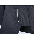 Color-Block Alpaca Jacket with Pointed Collar Suitpure