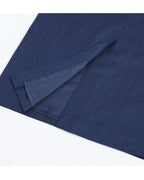 Vintage Blue Flannel Straight Skirt Suitpure