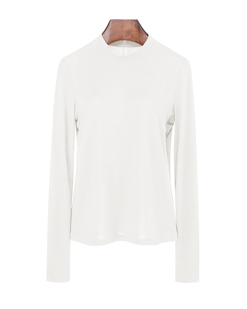Lightweight Tencel Wool Crewneck Long Sleeve Tee Suitpure