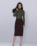 Integrated Waist Boned Textured Midi Skirt