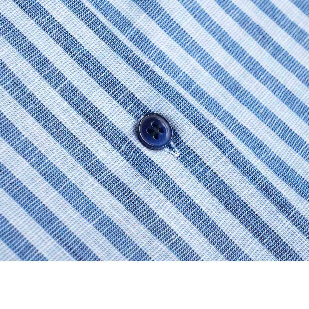 Holiday Nautical Style Loose Cotton Linen Striped Shirts Suitpure