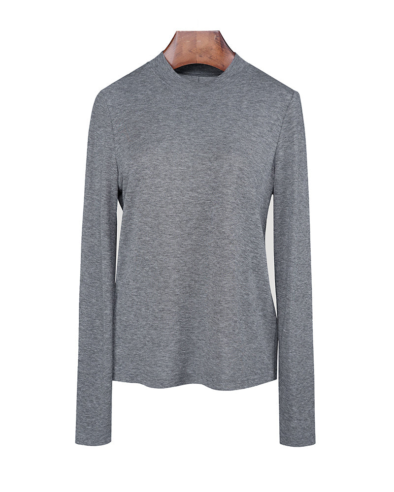 Lightweight Tencel Wool Crewneck Long Sleeve Tee Suitpure
