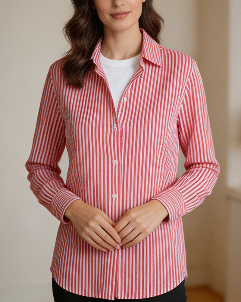 Red Linen Cotton French Collar Blouse Suitpure