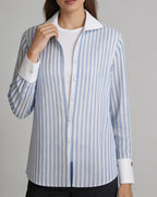 Blue White Stripe Breeze Linen Shirt Suitpure