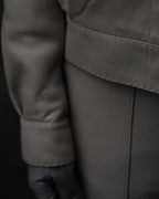 Mandarin Collar Crop Leather Jacket & Pants Set