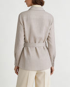 Hippie Textured Linen Blouse with Self-Tie Belt Suitpure