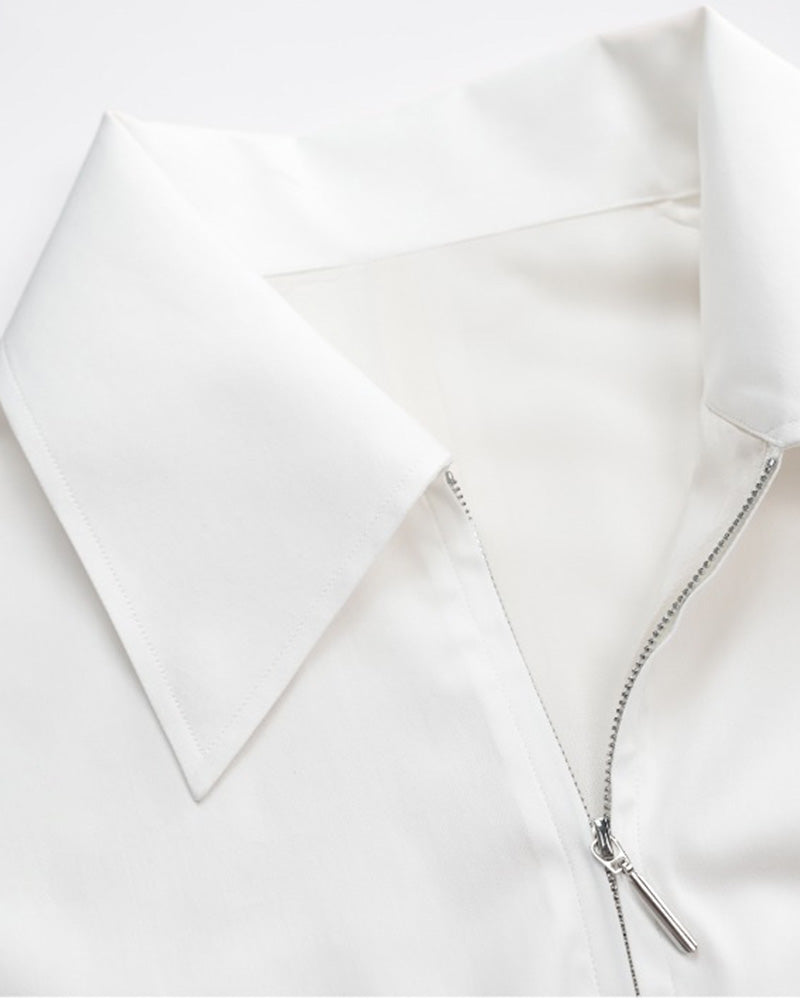 Cotton Sateen Minimalist Shirt Dress Suitpure