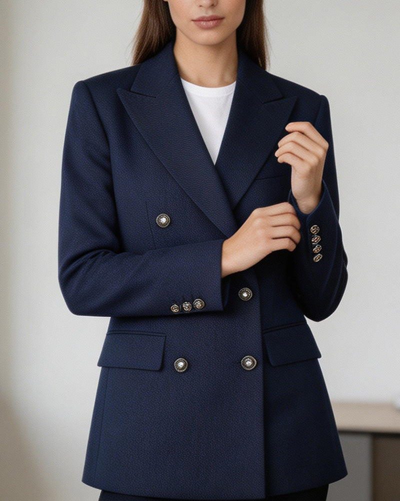 Classic Twill Double-Breasted Blazer Suitpure