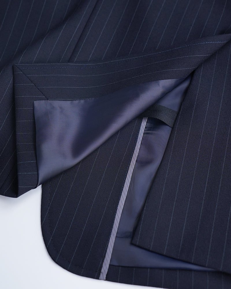 Vintage British style all-wool striped hand-cut heavy-duty haute couture suit