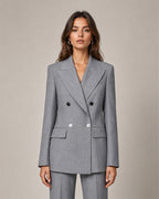 Premium Grey Shadow Stripe Blazer Suitpure