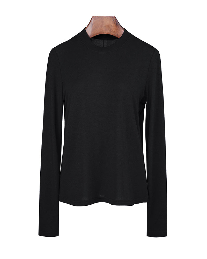 Lightweight Tencel Wool Crewneck Long Sleeve Tee Suitpure