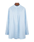 Pale Blue Jacquard Raglan Sleeve Oversized Shirt Suitpure