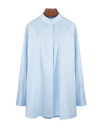 Pale Blue Jacquard Raglan Sleeve Oversized Shirt Suitpure