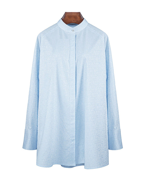 Pale Blue Jacquard Raglan Sleeve Oversized Shirt Suitpure