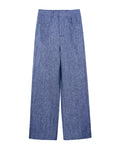 Japanese Linen Denim Wide-Leg Trousers | Yarn-Dyed Suitpure