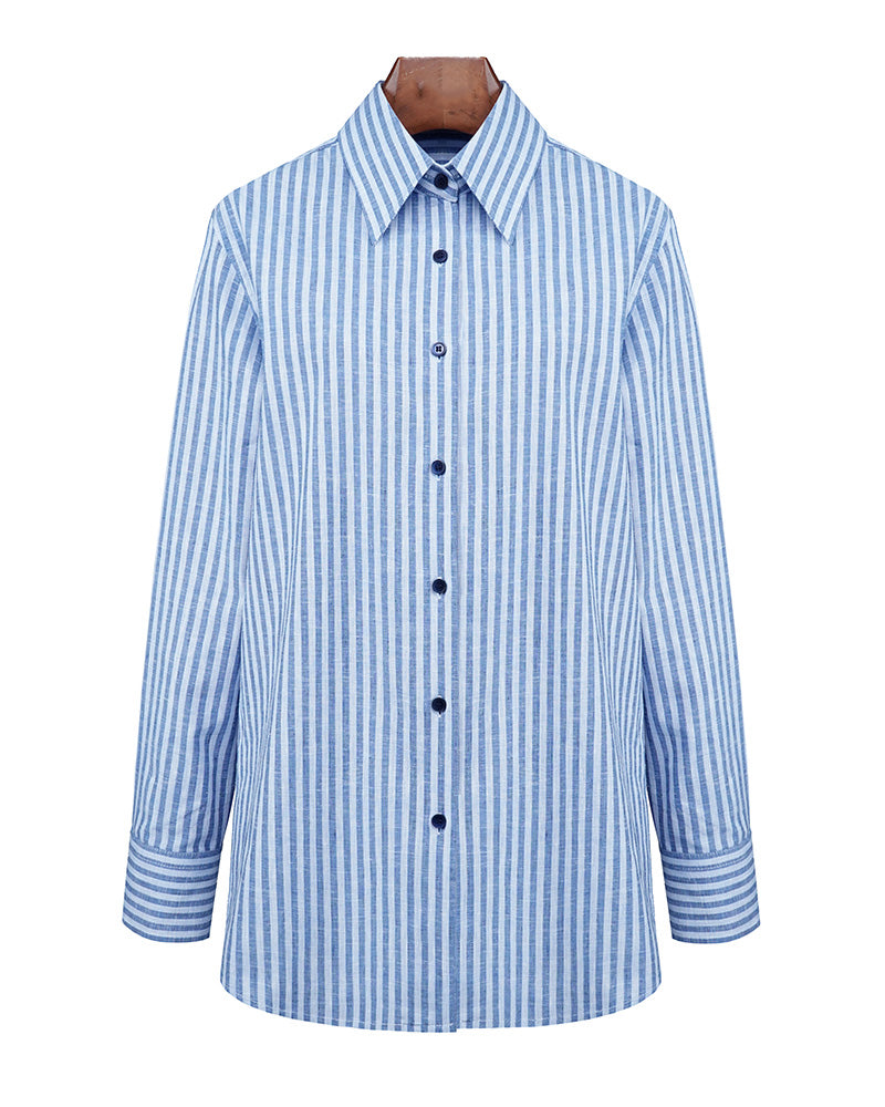 Striped Linen-Cotton Shirt | Relaxed Nautical Style Suitpure