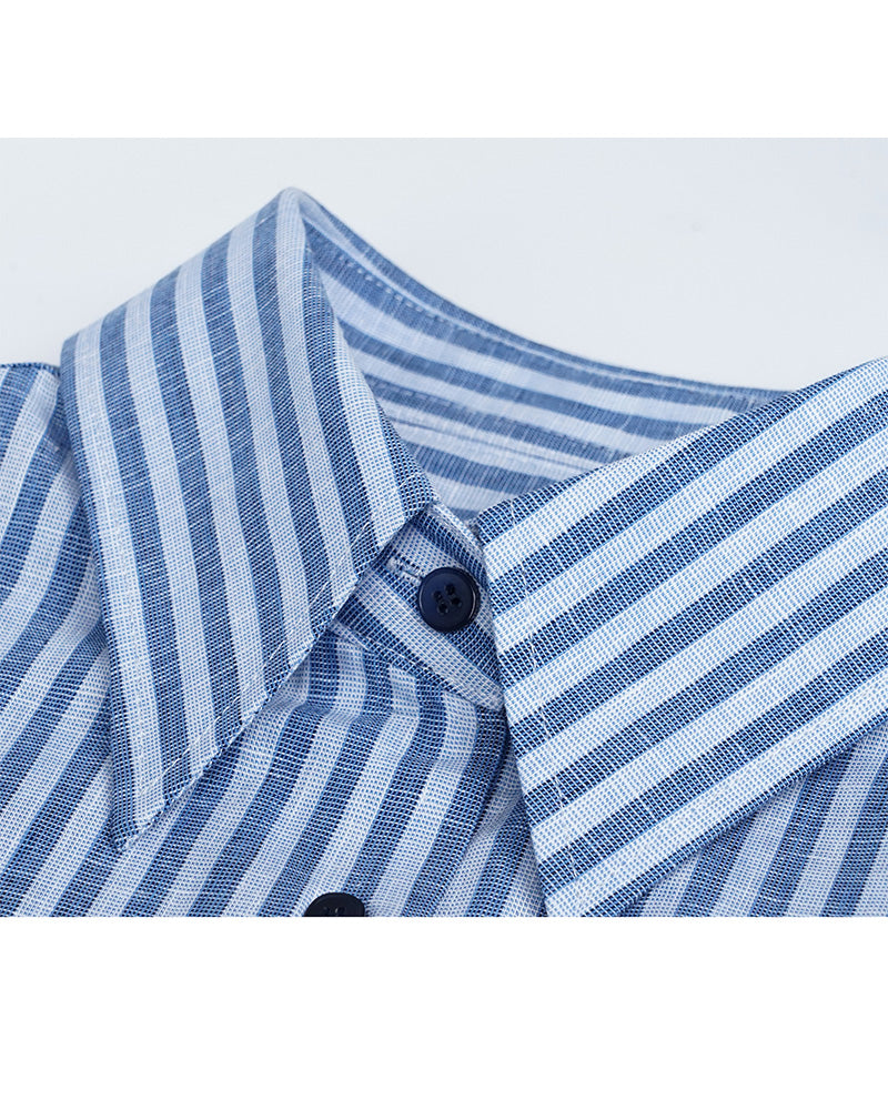 Striped Linen-Cotton Shirt | Relaxed Nautical Style Suitpure