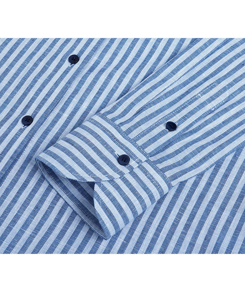 Striped Linen-Cotton Shirt | Relaxed Nautical Style Suitpure