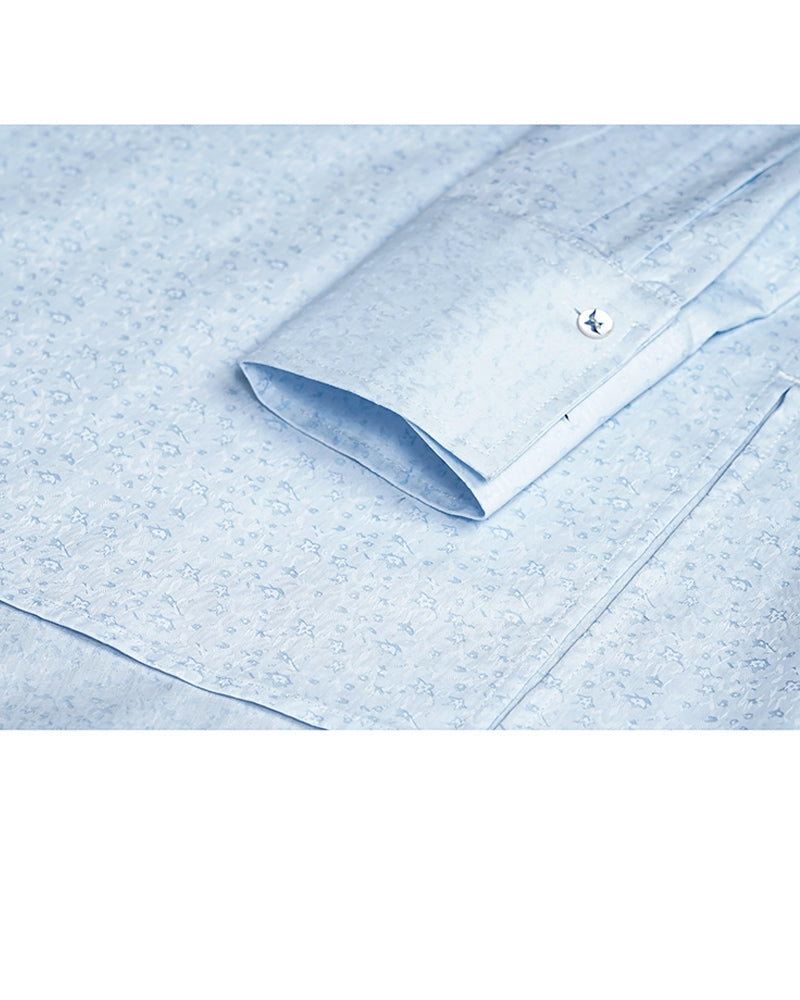 Pale Blue Jacquard Raglan Sleeve Oversized Shirt Suitpure
