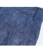 Japanese Linen Denim Wide-Leg Trousers | Yarn-Dyed Suitpure