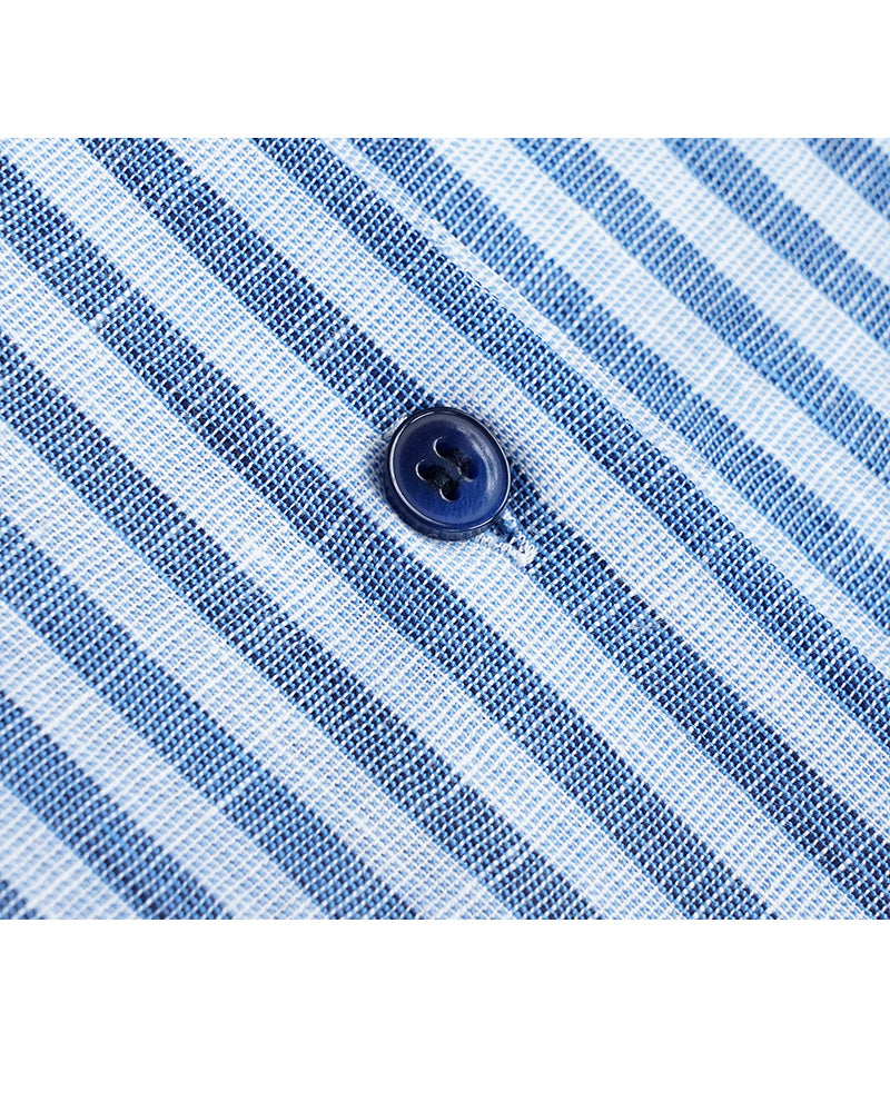 Striped Linen-Cotton Shirt | Relaxed Nautical Style Suitpure