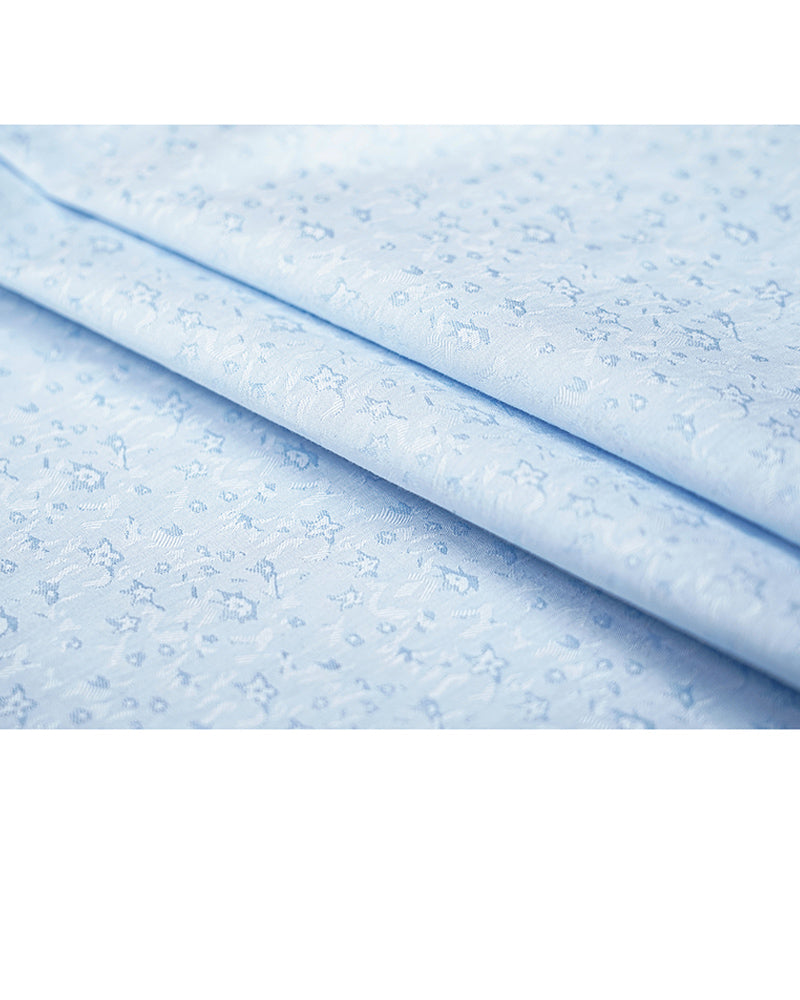 Pale Blue Jacquard Raglan Sleeve Oversized Shirt Suitpure