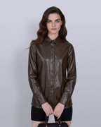Ebony Brown Wax-Finish Textured Blouse