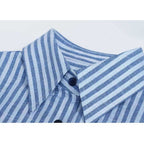 Holiday Nautical Style Loose Cotton Linen Striped Shirts Suitpure