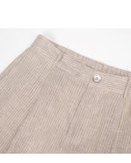 Relaxed Fit Linen Stripe Vest & Wide-Leg Pants Set Suitpure