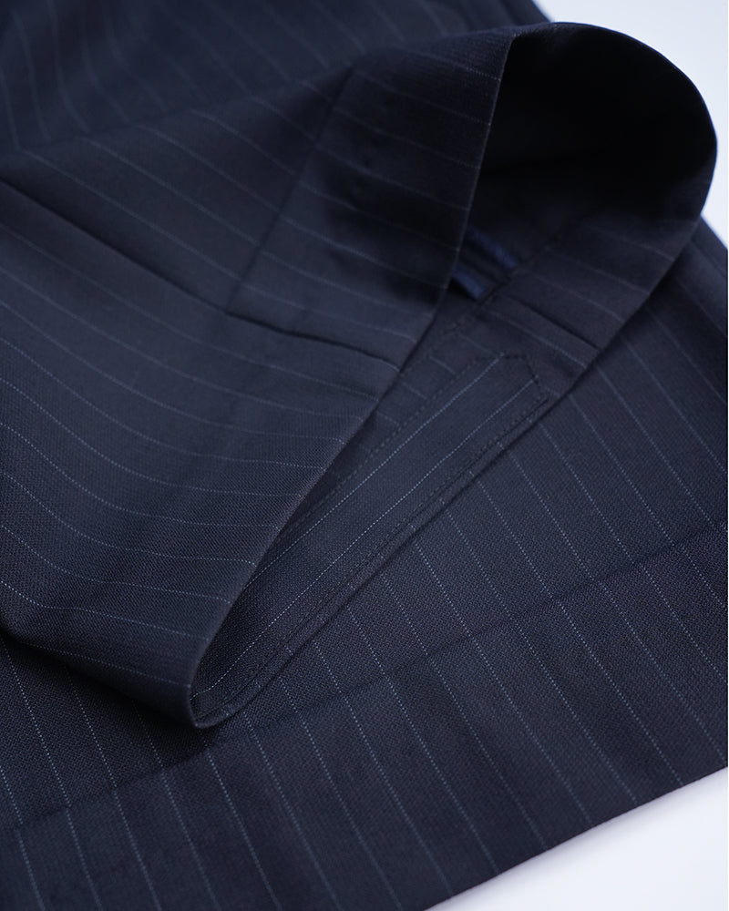 Retro British style all-wool striped heavy-duty haute couture women's trousers