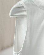 Sleeveless Linen Top with Ruffled Neckline Suitpure
