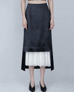 Black Acetate Paneled Midi Skirt