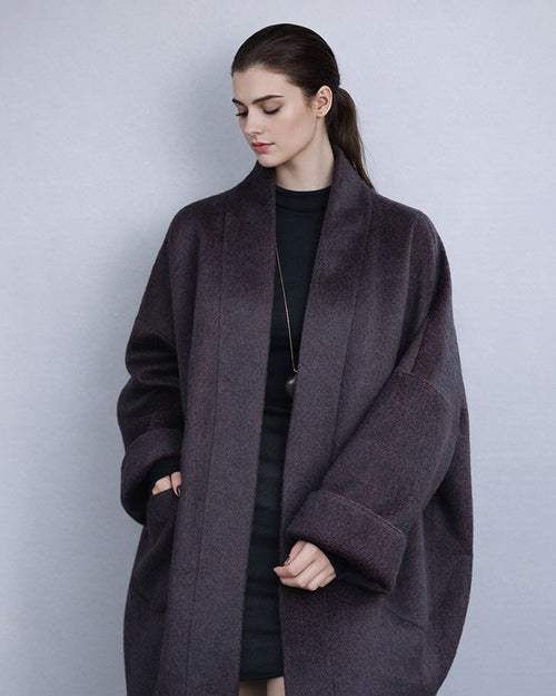Burgundy Oversized Coat | Relaxed Silhouette Suitpure