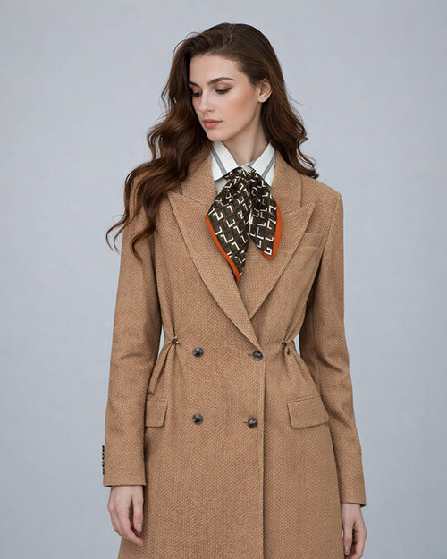 Camel Textured Coat | Sculptural Design Detail Suitpure