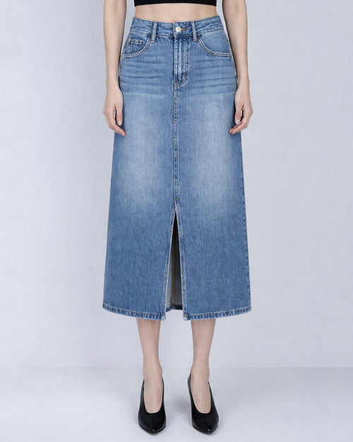 Classic Denim Shift Dress in Vintage Blue Suitpure