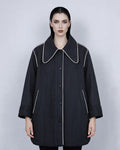 Color-Block Alpaca Jacket with Pointed Collar Suitpure