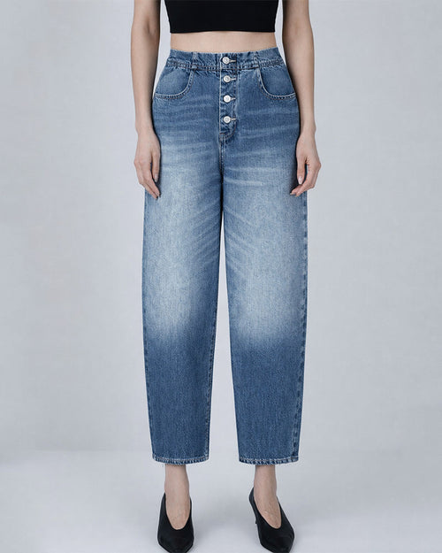 Continuous Waistband Button-Front Jeans | High-Rise Suitpure