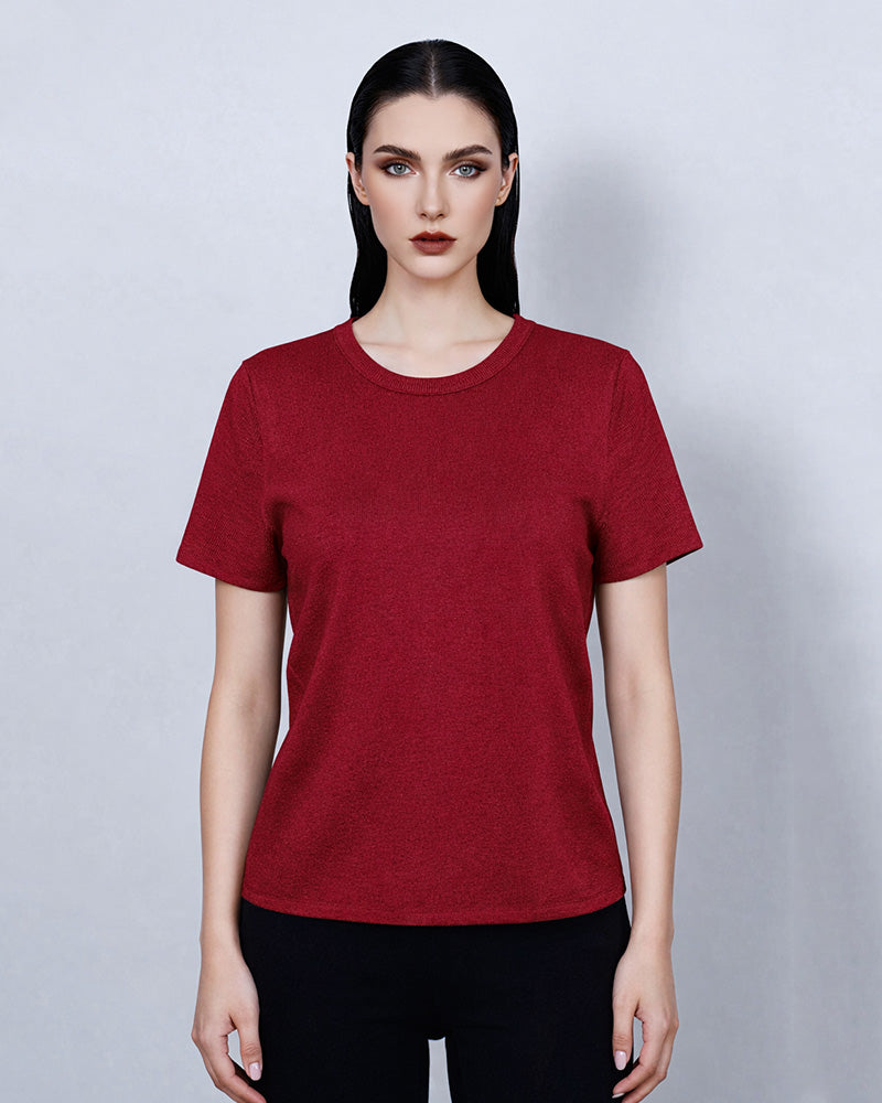Crewneck Knit Short Sleeve Top | Minimalist