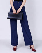 Cropped Straight Pants with Woven Texture Suitpure