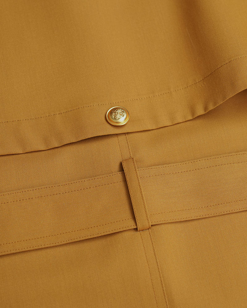 Mustard Yellow Classic Raglan Sleeve Trench Coat| 100% Wool
