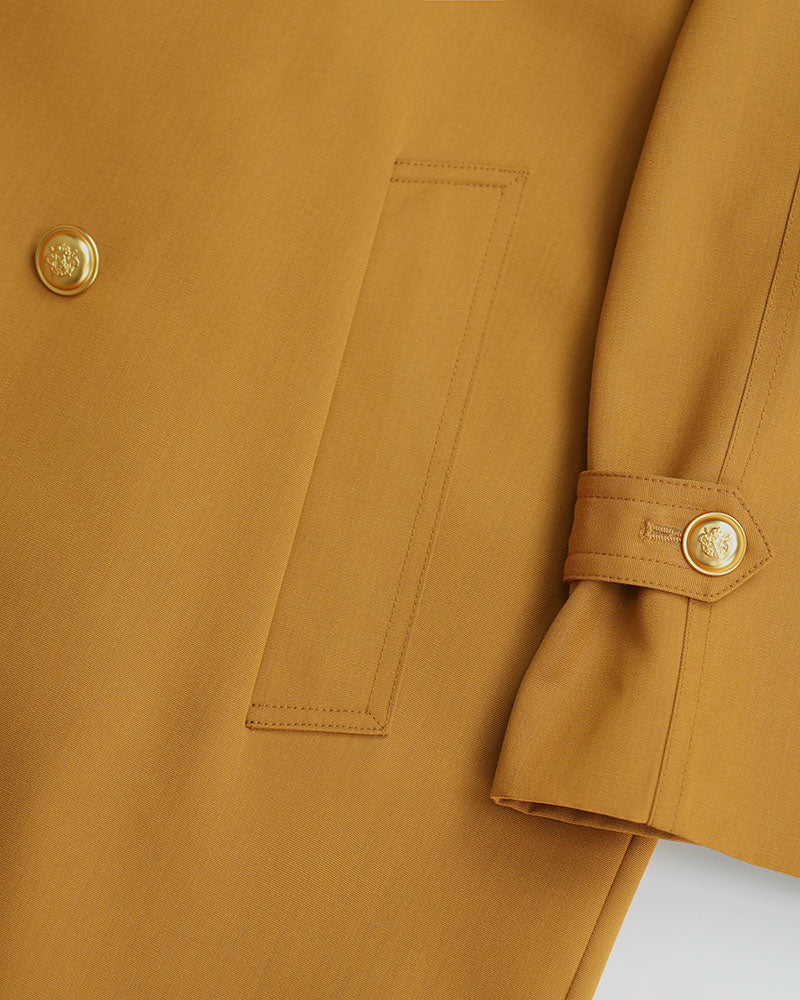 Mustard Yellow Classic Raglan Sleeve Trench Coat| 100% Wool