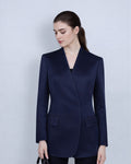 Deep Sea Blue Collarless Blazer Suitpure