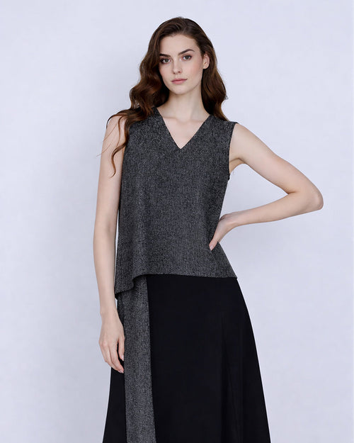 Design-Focused Asymmetrical Camisole in Black Suitpure