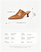 Genuine Leather Pointed Toe Mule Heels for Women Shoes Suitpure