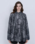 Embossed Floral Mandarin Shirt Jacket